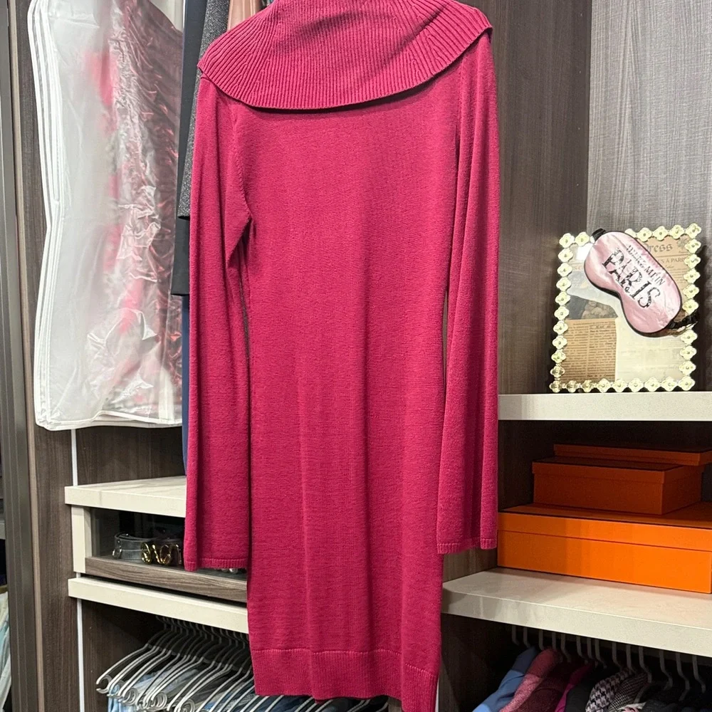 BCBGMaxAzria Long Sleeve Knit Dress - Deep Pink - Picture 4 of 4